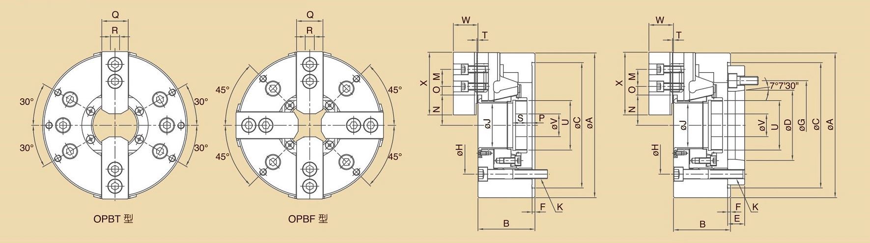 2、4-Jaw Large Through Hole High Speed Power Chuck